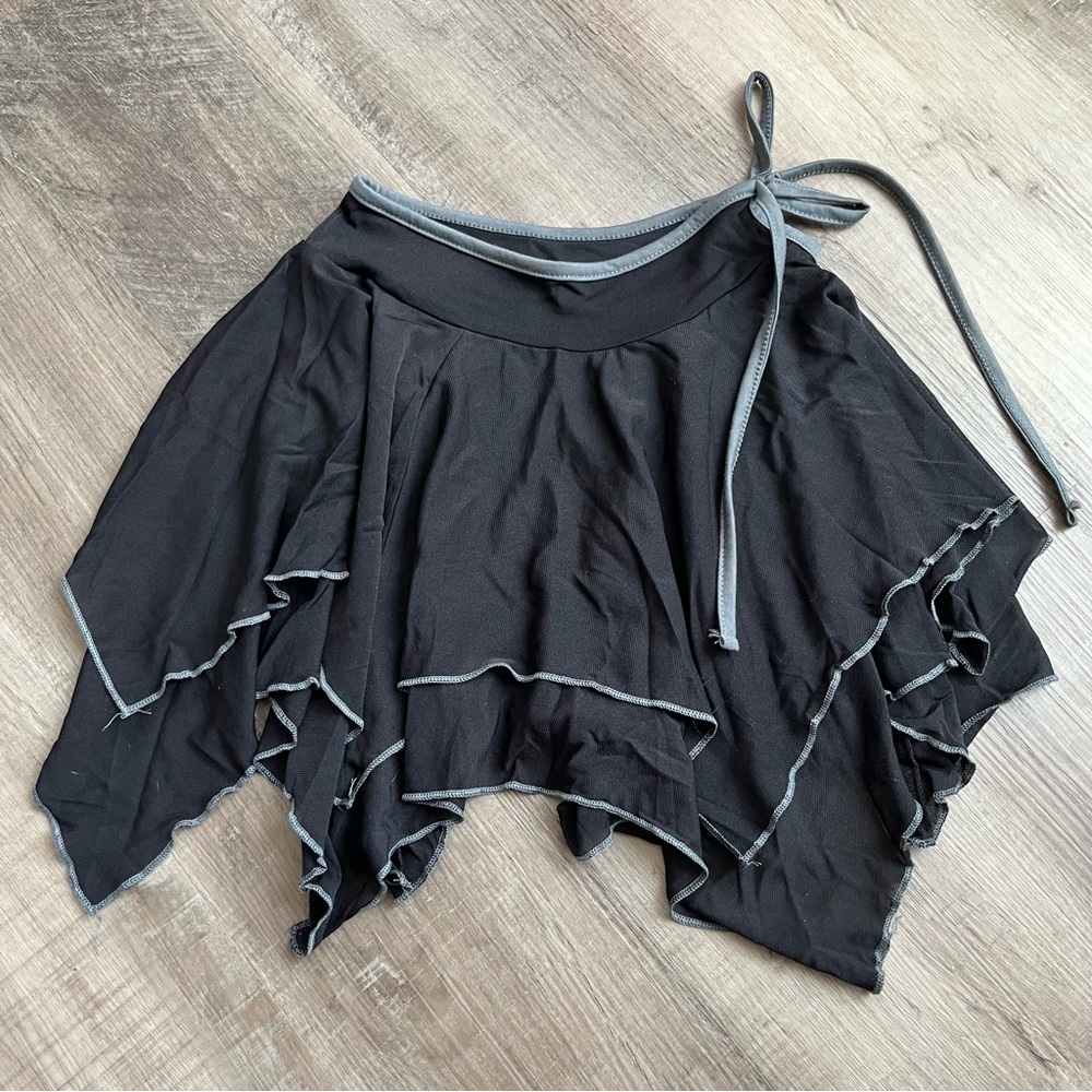 Black and Grey Polyester Mesh Whimsigoth Pixie Skirt